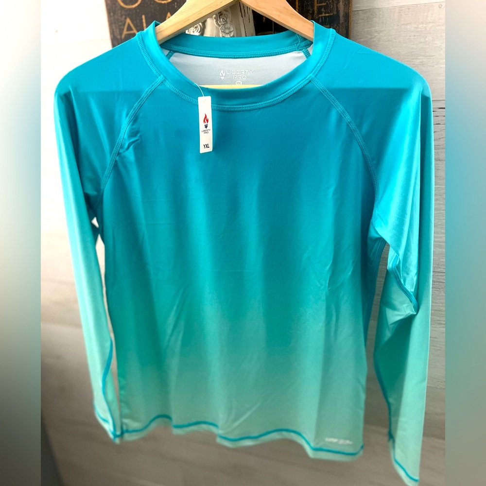 Liberty Pro Teal Color Gradient Rash guard